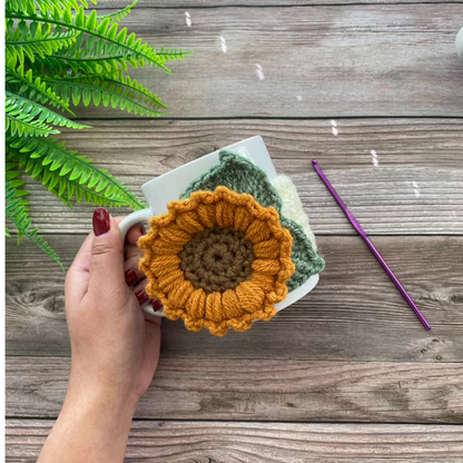 Sunflower Mug Cozy Crochet Pattern