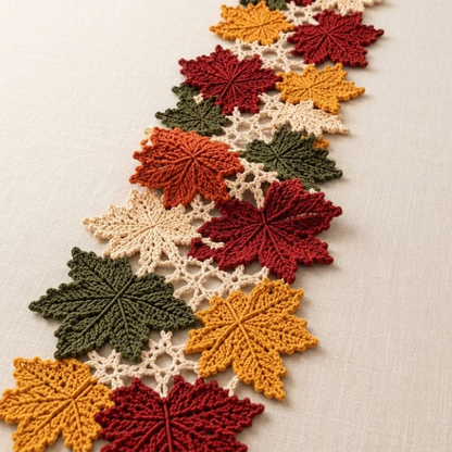 2 in 1 Autumn Leaf Table Runner Crochet Pattern