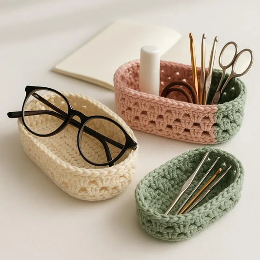 Mini Oval Organizer Basket Crochet Pattern