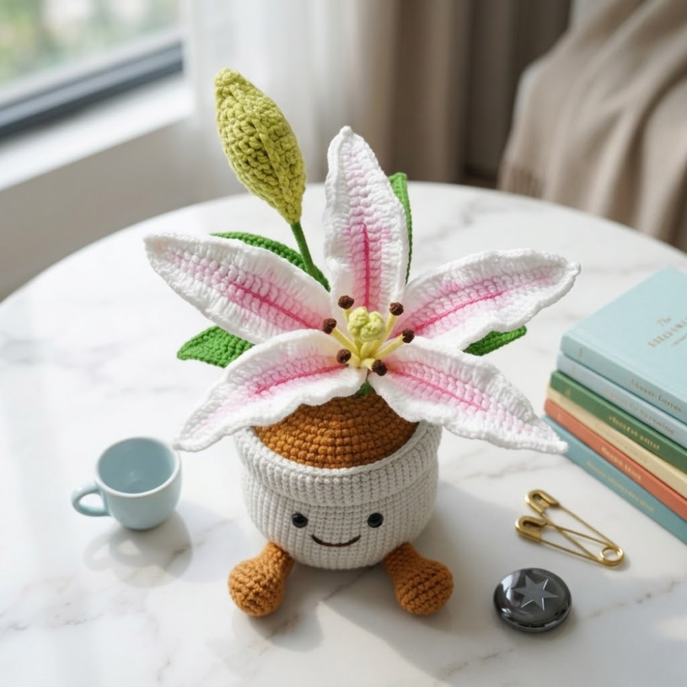 Happy Face Lily Pot Crochet Pattern