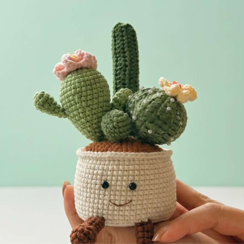 Smiling Cactus Plant Crochet Pattern
