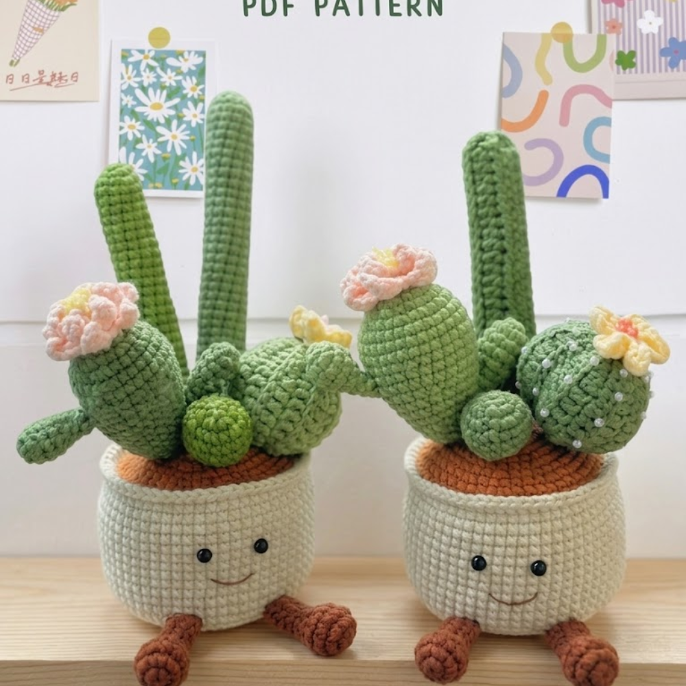 Smiling Cactus Plant Crochet Pattern
