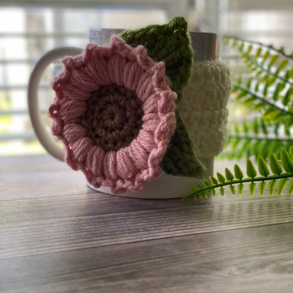 Sunflower Mug Cozy Crochet Pattern
