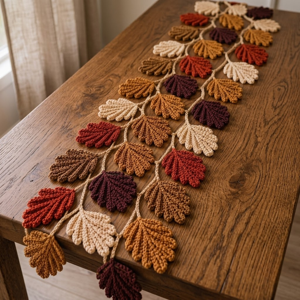 2 in 1 Autumn Leaf Table Runner Crochet Pattern