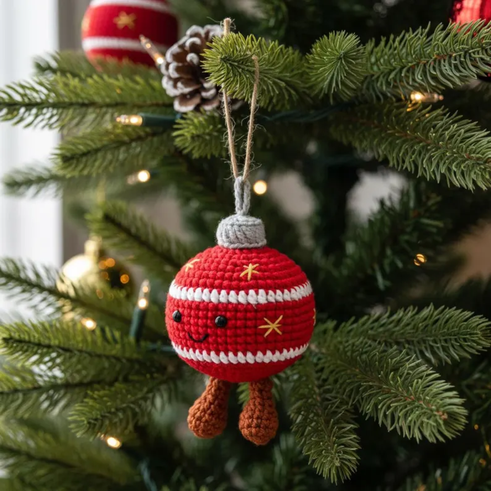 Smiley Bauble Ornament Crochet Pattern