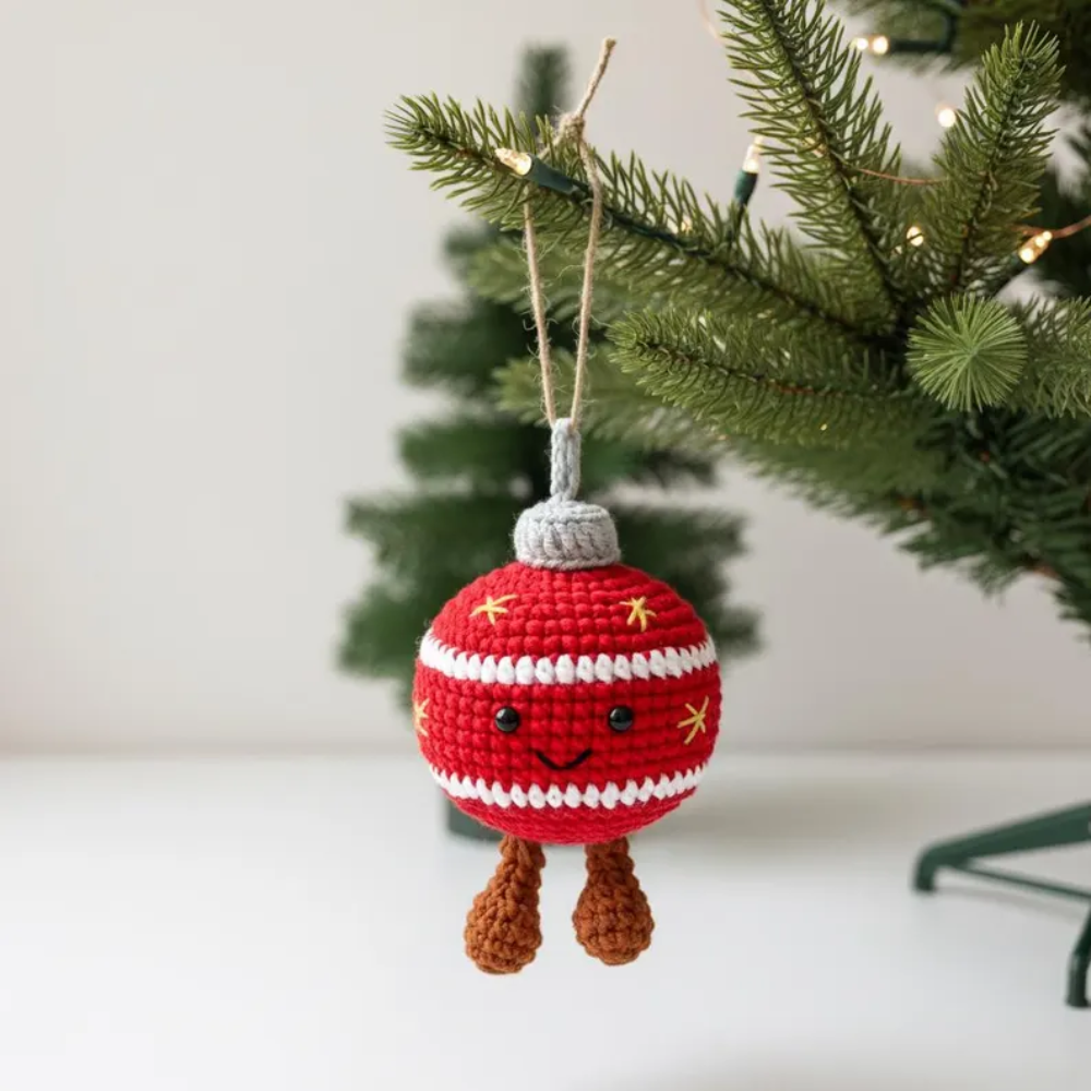 Smiley Bauble Ornament Crochet Pattern