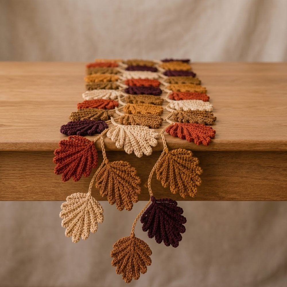 2 in 1 Autumn Leaf Table Runner Crochet Pattern