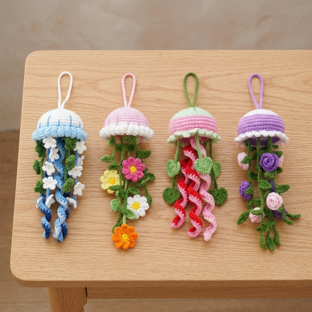 4 in 1 Floral Jellyfish Crochet Pattern Bundle