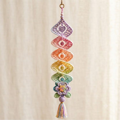 4 in 1 Rainbow Ribbon Heart Hanger Crochet Pattern