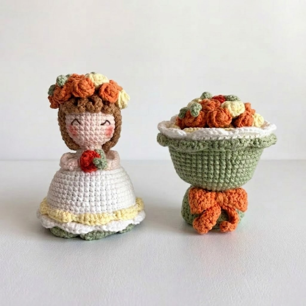 2 in 1 Flower Girl Reversible Doll Crochet Pattern