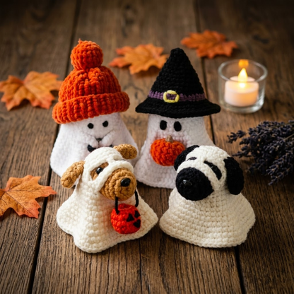 4 in 1 Ghost & Puppy Halloween Crochet Pattern