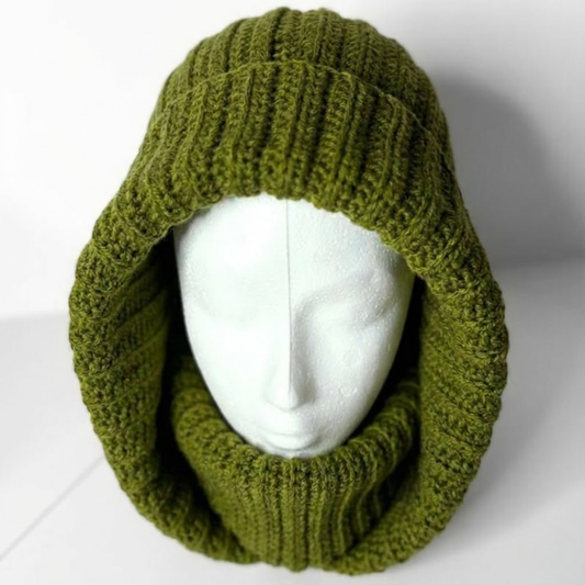 Ribbed Hooded Cowl Crochet Pattern