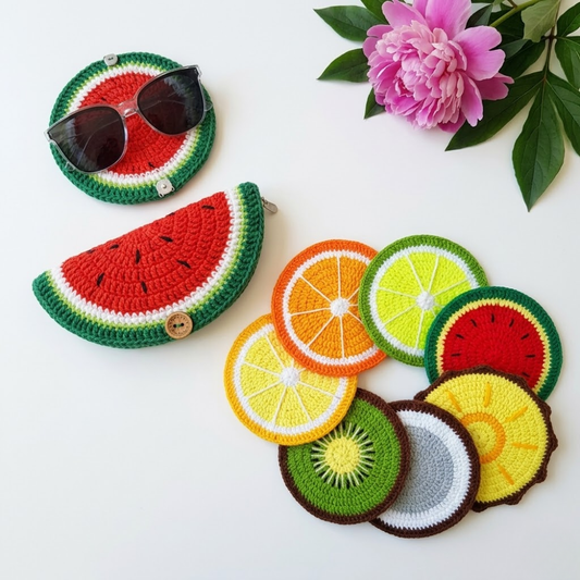 9 in 1 Glasses Holder & Fruit Coaster Crochet Pattern