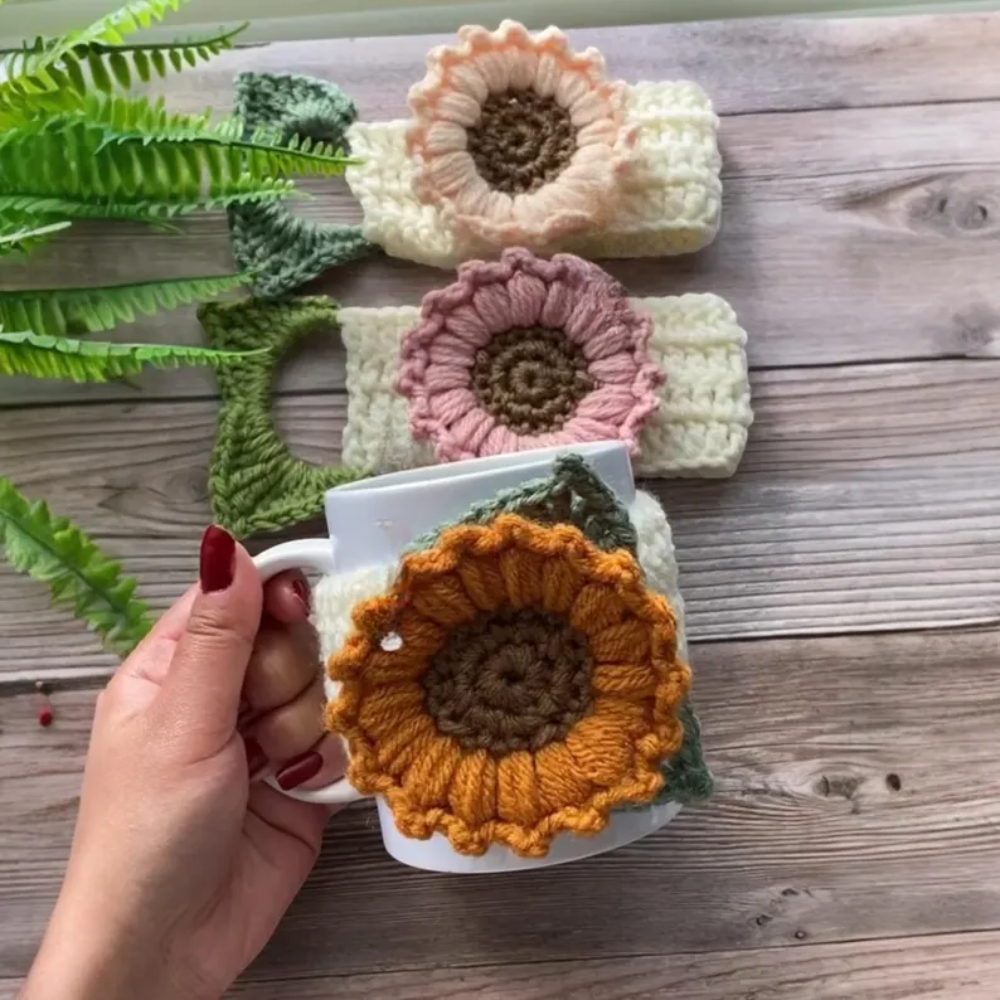 Sunflower Mug Cozy Crochet Pattern